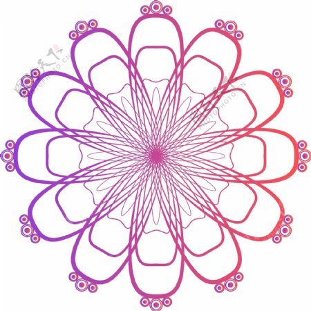 原创矢量几何旋转炫彩渐变紫色装饰元素
