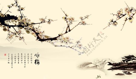 中式传统梅花国画