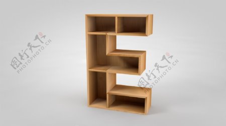 字母E形木质现代货架书架木架C4D建模