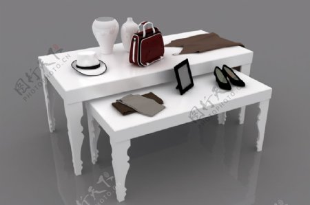 欧式高低置物桌子3d模型