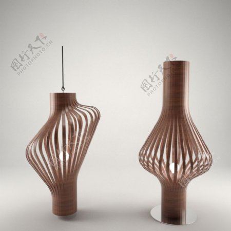 竹篾造型台灯创意台灯3d模型