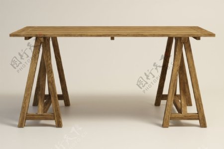 高脚木质桌子模型