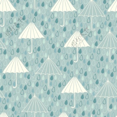 浅绿色雨伞花纹背景图