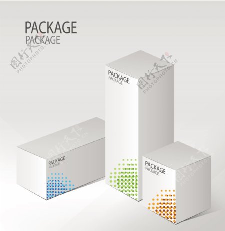 各式包装盒彩色设计素材
