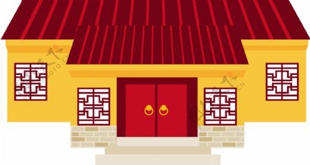 中国古代建筑物手绘矢量元素背景装饰套图8