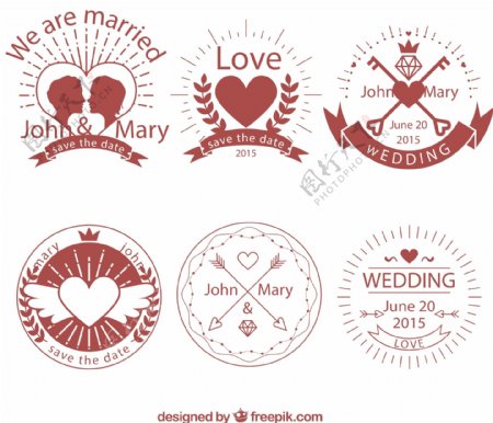 6款创意婚礼标签矢量素材