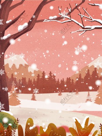 彩绘冬季雪花背景设计