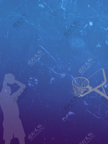 手绘蓝色篮球特训营体育背景