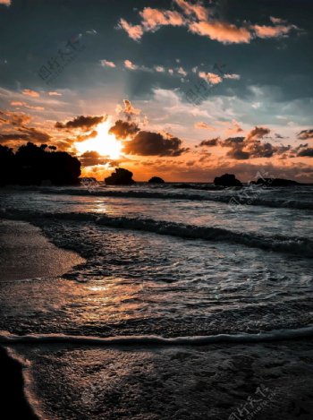 海上日出自然风景图片素