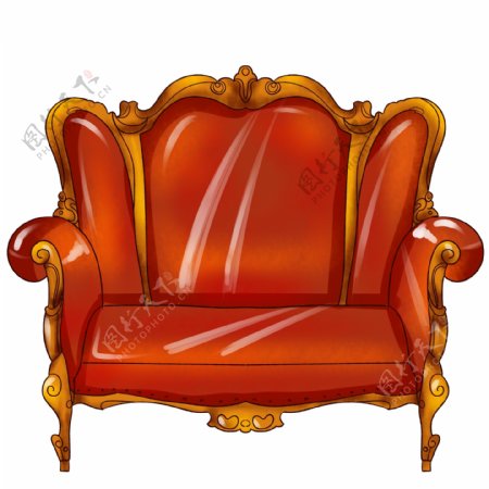原创手绘家具复古欧式单人沙发棕色素材