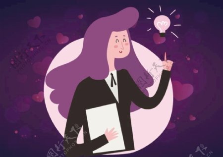 紫色长发商务女子