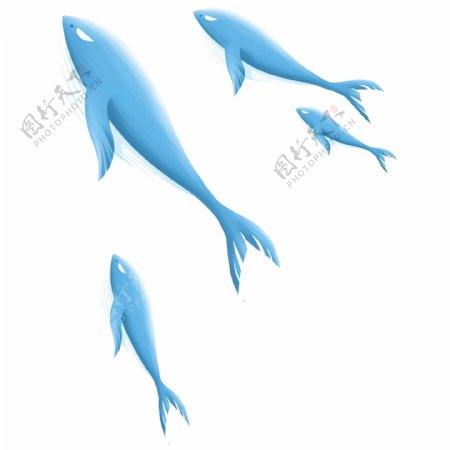 清新蓝色鲸鱼透明素材