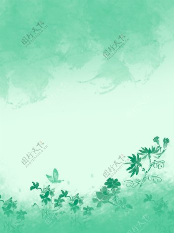 小清晰绿色春天春季植物广告背景