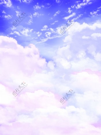 纯原创手绘梦幻粉色紫色天空云朵背景