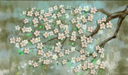 现代手绘花卉油画背景壁纸