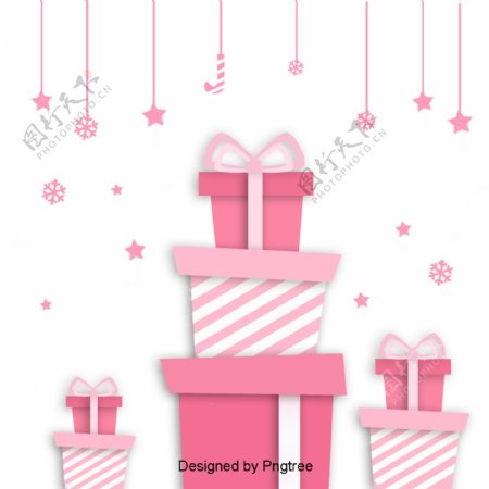 粉红色的圣诞礼物盒