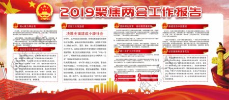 中国风2019聚焦全国两会内容宣传展板