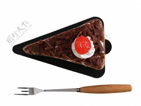 叉子钢叉巧克力蛋糕水果蛋糕