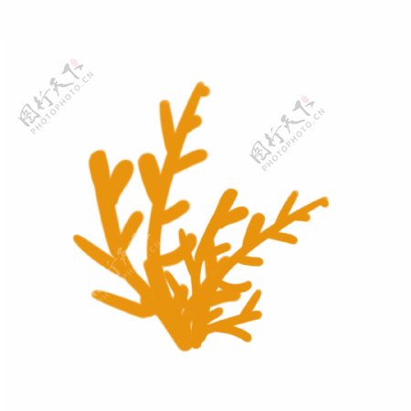 手绘矢量海洋动植物黄色珊瑚树素材