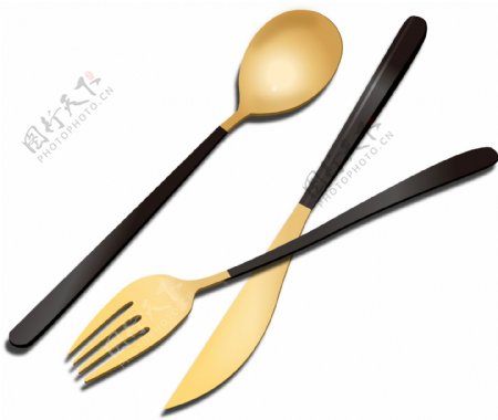手绘叉子勺子餐具