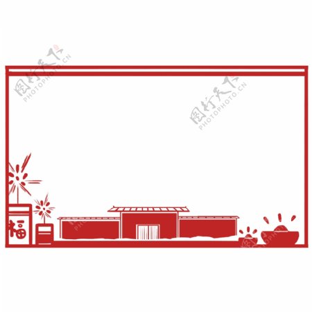 红色房子边框插画