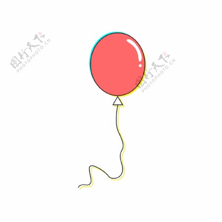 红黄色卡通漂浮气球