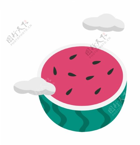 水果甜甜的西瓜插画