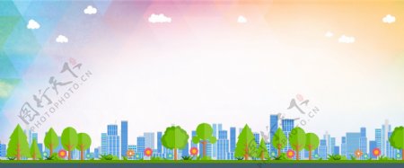 卡通风绿色城市和谐城市文明城市海报