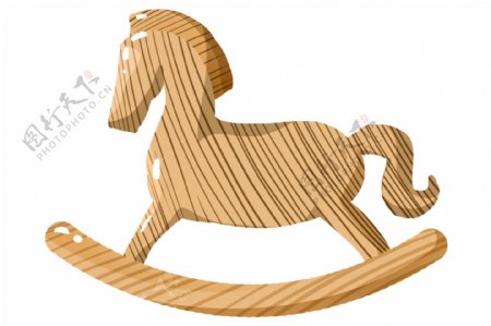 木质的玩具木马插画