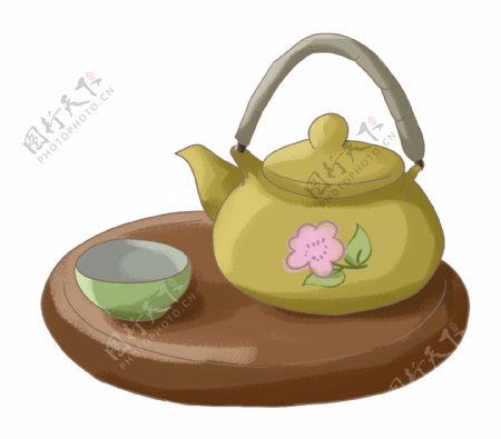 黄色陶瓷茶壶插图
