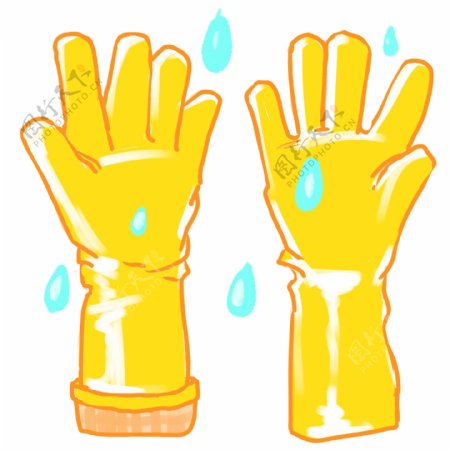 一双黄色清洁手套