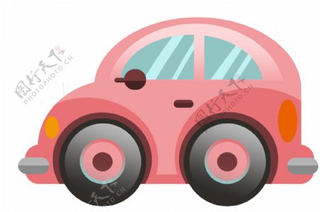 粉色卡通汽车插画