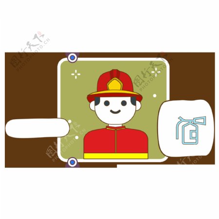 卡通扁平消防员用户头像设计