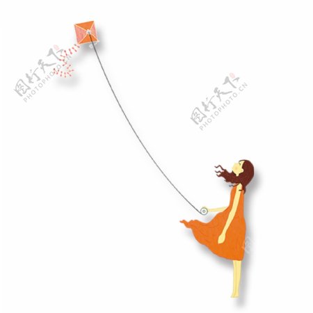 放风筝的小女孩设计元素