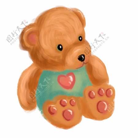 卡通彩绘一只爱心小熊设计