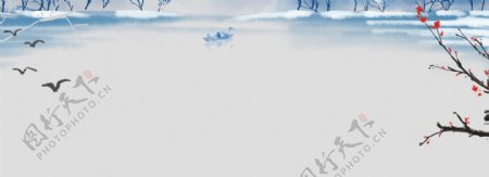 中国风水墨画西湖风景平面广告