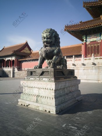 北京天安门故宫紫禁城威严皇家石狮子