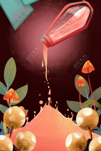 创意手绘唯美果汁促销海报背景