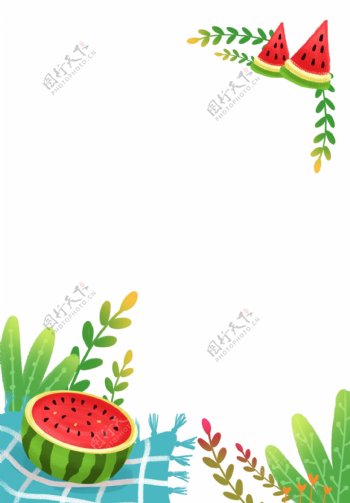 夏日西瓜植物边框