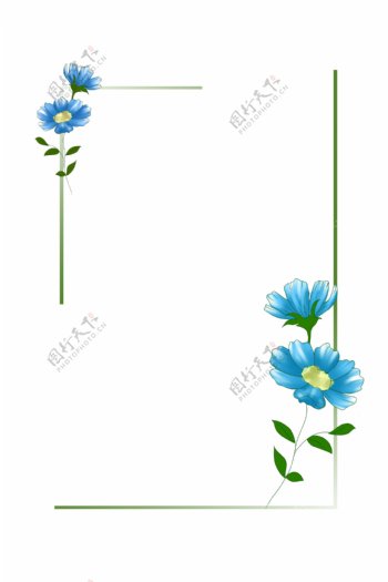 蓝色花瓣手绘装饰边框