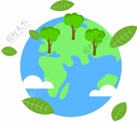 卡通风格绿色世界地球日元素