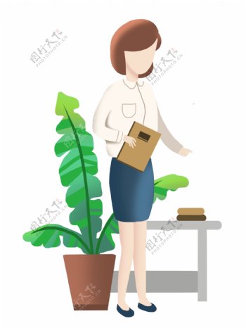 招聘人物和植物插画