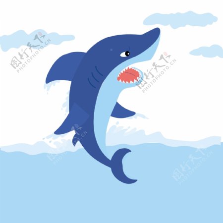 发怒的鲨鱼蓝天白云