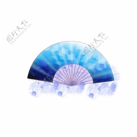 中国古风蓝色折扇