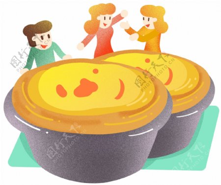 年夜饭葡式蛋挞插画