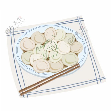 冬至清香美味饺子插画
