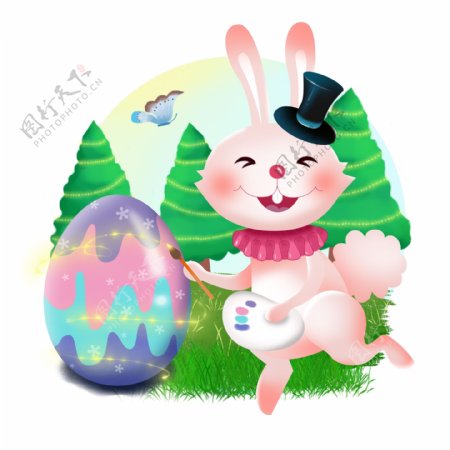 彩蛋可爱复活节手绘卡通兔子动物
