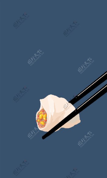 唯美美食饺子插画背景