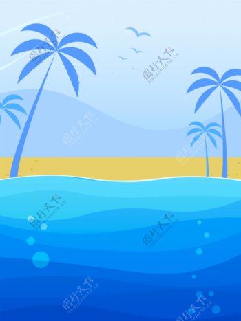 蓝色沙滩旅游度假海洋背景图