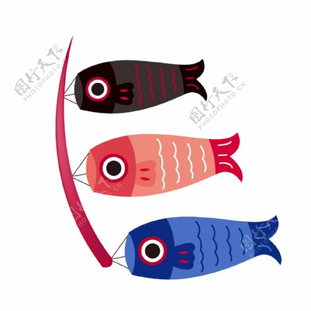 日式锦鲤鱼旗装饰图案